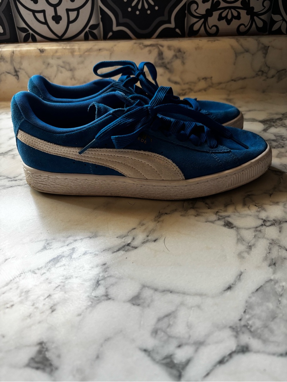 Puma Kids' Blue Suede Sneakers with White Formstrip